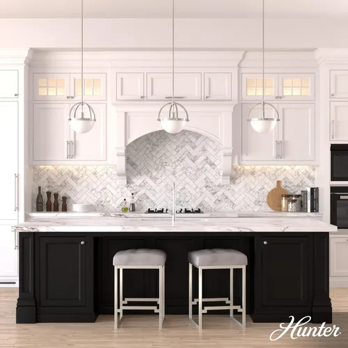 Vista 2 de Hunter Fan Company 19233 Wedgefield - Lámpara colgante (níquel cepillado)