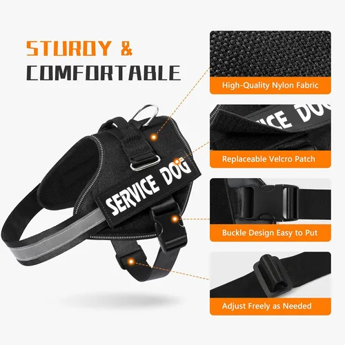 Vista 2 de MUMUPET - Arnés para perro guía, fácil de poner y quitar, arnés de chaleco para mascotas, reflectante 3M, transpirable y fácil de ajustar, con mango