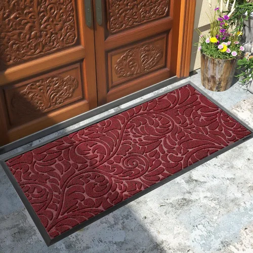Vista 9 de Yimobra Tapete para puerta de entrada exterior, 29.5 x 17 pulgadas, impermeable, resistente, para puerta delantera, tapete antideslizante resistente