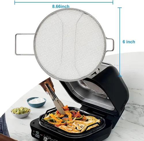 Vista 2 de Protector contra salpicaduras para Ninja Foodi IG651, pantalla de salpicaduras de acero inoxidable, accesorios para freidora de aire Ninja Foodi