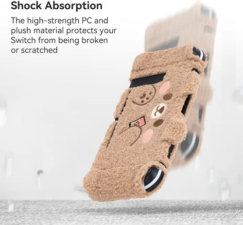 Vista 3 de GeekShare Cute Plush Protective Case Cover Compatible with Nintendo Switch and Joy Con- Shock-Absorption and Anti-Scratch - Plush Bear