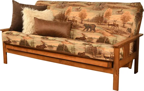 Vista 151 de MFD Futón Montana, Verde, Tela Madera, Colchón de ante de turba