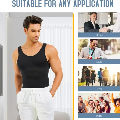 Vista 5 de TAILONG Fajas moldeadoras para hombre, con control de abdomen, de compresión, adelgazante, sin mangas, para hombre