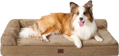Vista 85 de EHEYCIGA Cama ortopédica para perros de tamaño mediano, cama de espuma viscoelástica para perros con funda extraíble lavable, sofá impermeable