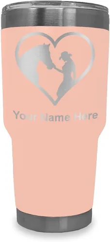 Vista 27 de LaserGram Vaso aislado al vacío de 20 onzas, corazón de vaquera de caballo, grabado personalizado incluido (negro)