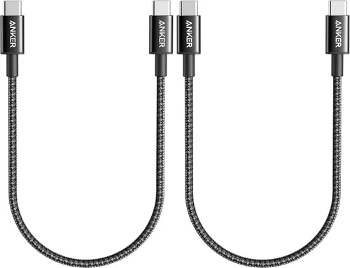 Vista 11 de Cable USB C a USB C de Anker, Cable de Carga Rápida Type-C de 60W (1 pie, paquete de 2) para iPhone Serie 17, iPad mini 6 y Más (Negro)