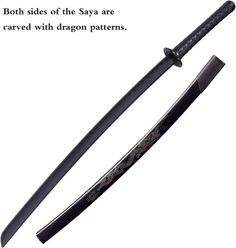 Vista 3 de Espada katana japonesa – Hoja negra de polipropileno con Saya, espada de entrenamiento Samurai para cosplay, 40.1 pulgadas