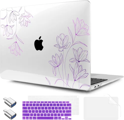 Vista 27 de TWOLSKOO Funda para MacBook Air de 13,3 pulgadas (versión antigua 2018-2021, modelos: M1 A2337, A2179, A1932) - Carcasa rígida con protector de Flor