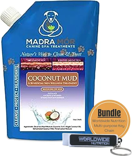 Vista 10 de Madra Mor Coconut Mud Dog Wash Spa Essentials Cuidado de perros Tratamiento de piel seca Cubo de 7.5 libras con llavero multiusos Worldwide