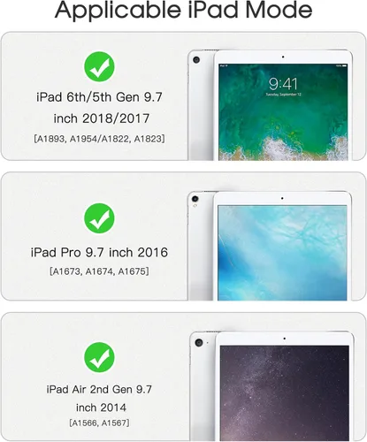 Vista 6 de BATYUE Funda para iPad de 6ª generación de 9.7 pulgadas 2018, iPad 5ª generación 2017, iPad Air 2/iPad Pro de 9.7 pulgadas, funda protectora a