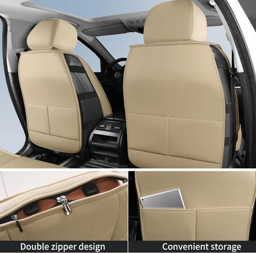 Vista 2 de HChengkikz - Fundas de asiento de automóvil, transpirables e impermeables de piel sintética para automóviles, funda de asiento universal