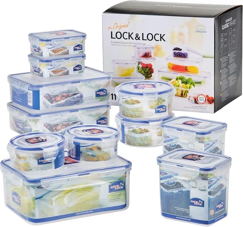 Vista 10 de LocknLock Easy Essentials - Tapas de almacenamiento de alimentos, recipientes herméticos, sin BPA, 22 piezas, transparente