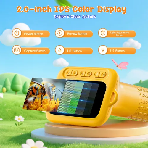 Vista 2 de SKYBASIC Microscopio Digital para Niños, Pantalla de 2" Microscopio de Mano 1000X HD de Bolsillo Microscopios Portátiles con Cámara, Regalos