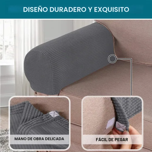 Vista 5 de Turquoize Fundas elásticas para reposabrazos para sillas y sofás, fundas para reposabrazos de sofá de elastano y jacquard, protector de muebles Negro