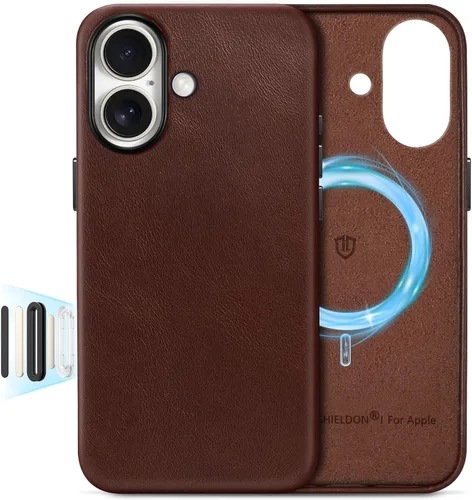 Vista 43 de SHIELDON Funda de cuero genuino para iPhone 17 de 6.3 pulgadas 2025 Compatible con Magsafe, botón de cámara actualizado, carga inalámbrica