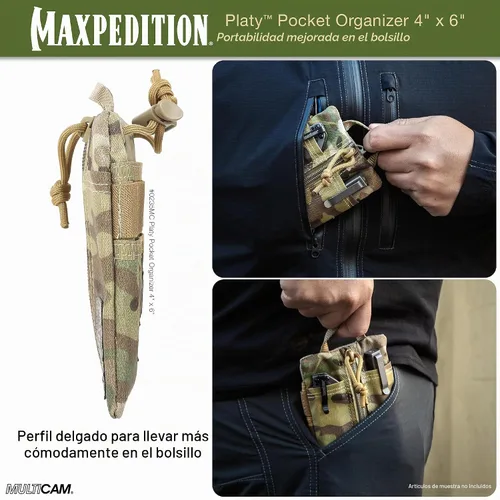 Vista 7 de MAXPEDITION Organizador de Bolsillo Platy, Bolsa de Herramientas EDC Duradera para Hombres, Cartera de Cuello con Cordón Paracord, Sostiene