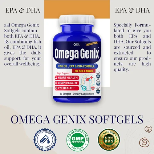 Vista 2 de Aai - Aceite de pescado Omega 3 de 1000 mg – Cápsulas blandas sin eructos con EPA y DHA – Apoyo a la salud del corazón, cerebro, ojos