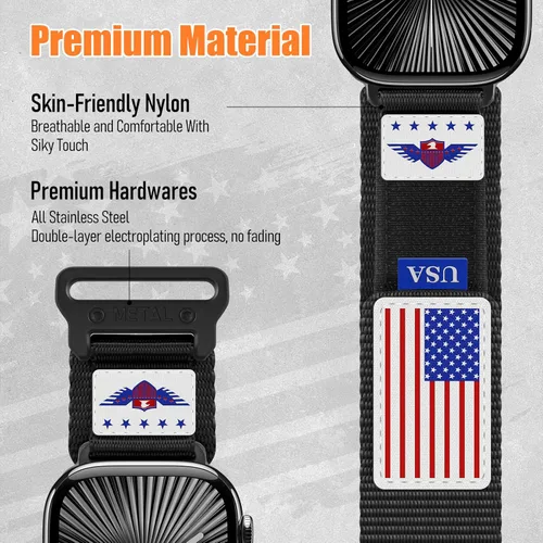 Vista 4 de Rugged Nylon para Correa de Apple Watch para Hombres Series 11/10/9/8/7/6/SE/5/4/3/2/1 iWatch Bands para Hombre, Correa de Muñeca Ajustable