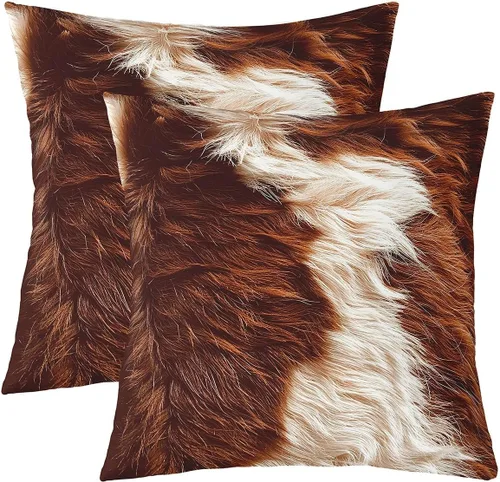 Vista 26 de Juego de 2 fundas de almohada con estampado de vaca de las tierras altas de 24 x 24 pulgadas para mujeres adultas, fundas de almohada de granja