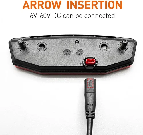 Vista 3 de Ebike Rear Tail Light,Ebike 6V-60V LED Riding Tailight,Motorcycle Led Light Equipment Waterproof Connector for Electric Bike Accessories