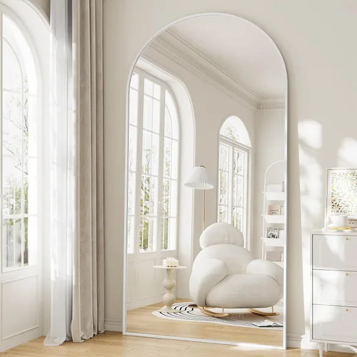 Vista 22 de Espejo de gran tamaño de longitud completa, 35"x78" gran espejo arqueado de longitud completa con soporte, decoración de habitación, espejo grande