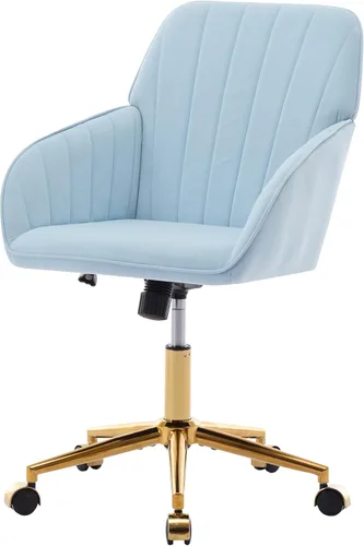 Vista 3 de Velvet Adjustable Office Chair with Swivel Wheels, Ergonomic Executive Chair for Bedroom, Study and Dressing Table, Comfortable for Long Sitting