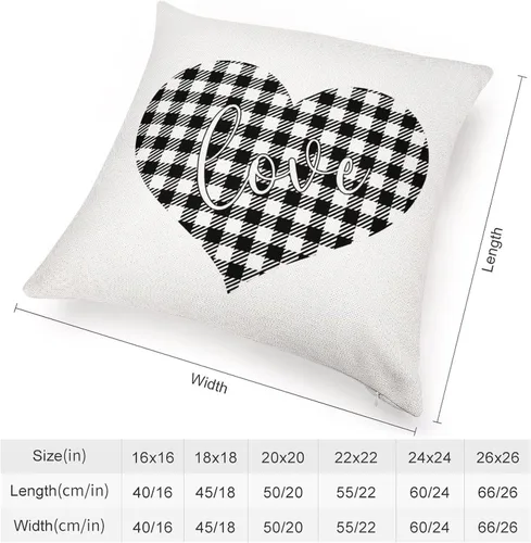 Vista 15 de Funda de cojín de corazón de amor, funda de almohada decorativa de lino con cremallera cuadrada para sofá, cama, automóvil, sala de estar, 16 x 16