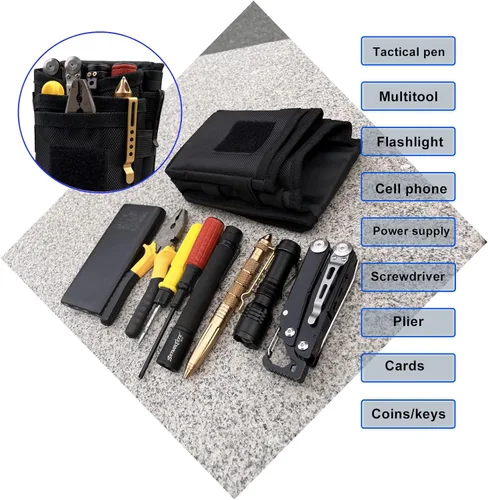 Vista 4 de Funda para herramientas para cinturón, bolsa organizadora multiherramienta para funda de teléfono celular EDC Gears, bolsa de herramientas táctica
