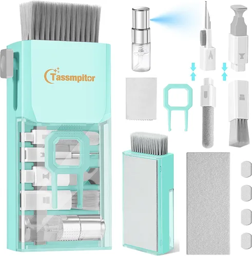 Vista 10 de Limpiador de Teclado Kit de Limpieza para Laptop, Kit de Limpieza de Teclado Compacto para Computadora MacBook iPhone AirPods Pro, Kit de Limpieza