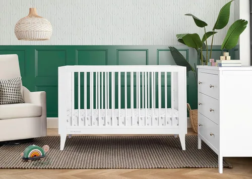 Vista 2 de Delta Children Ollie - Cuna convertible 4 en 1, certificada Greenguard Gold, color blanco Bianca