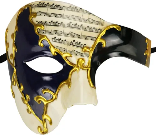 Vista 12 de Thmyo Half Face - Máscara de mascarada de carnaval veneciano para hombre, diseño vintage de Phantom of the Opera