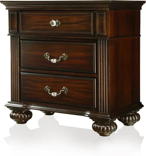 Vista 3 de Furniture of America Malierd d - Juego de cama tradicional de 3 piezas con 2 mesitas de noche, King, nogal oscuro Marrón oscuro