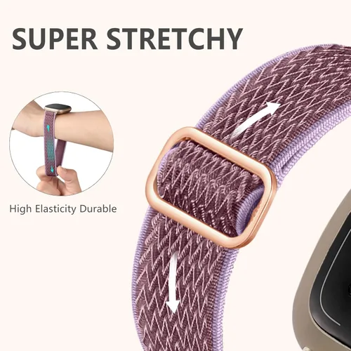 Vista 3 de GEAK Paquete de 12 bandas elásticas de nylon compatibles con Fitbit Versa 3/Fitbit Versa 4/Fitbit Sense/Sense 2 para mujeres y hombres, correa