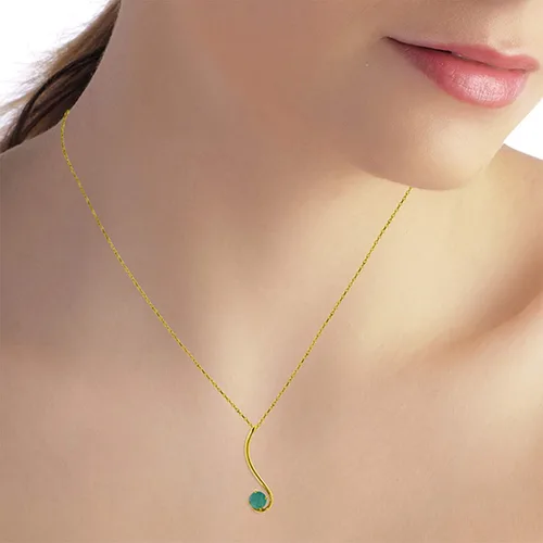 Vista 2 de Galaxy Gold GG Collar de oro amarillo de 14 k de 18" con esmeralda natural, Metal, Esmeralda