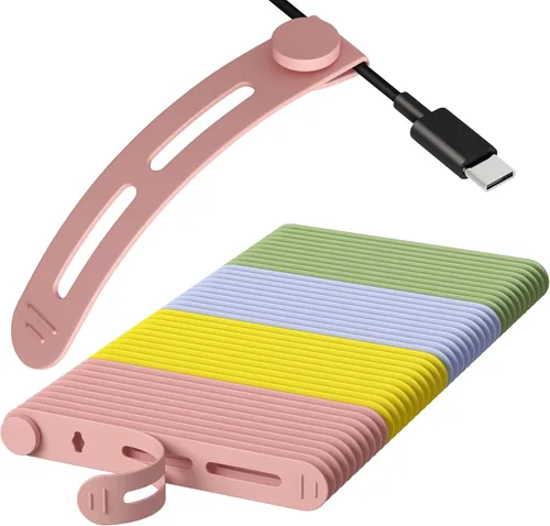 Vista 13 de 20 unidades de bridas reutilizables para cables Nearockle, bridas ajustables de silicona para organizar cables pequeños, bridas de cierre