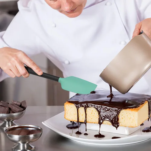 Vista 6 de Coukre Juego de 5 espátulas de silicona, resistentes a altas temperaturas, silicona de grado alimenticio, aptas para lavavajillas, para hornear