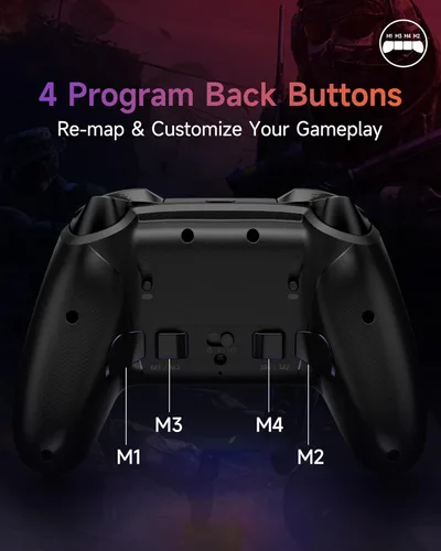 Vista 8 de EasySMX X20 Wireless Gaming Controller with RGB Backlit, 2-Stage Hall Effect Sticks, 1000Hz Polling Rate, 6-Axis Gyro on Multi-Platform, Mech