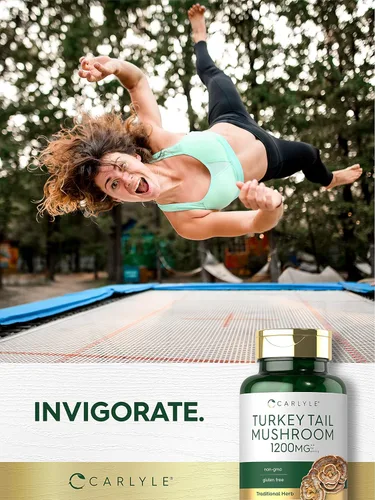 Vista 6 de Carlyle Cápsulas de hongos de cola de pavo 1200 mg 200 unidades Extracto sin OMG y sin gluten