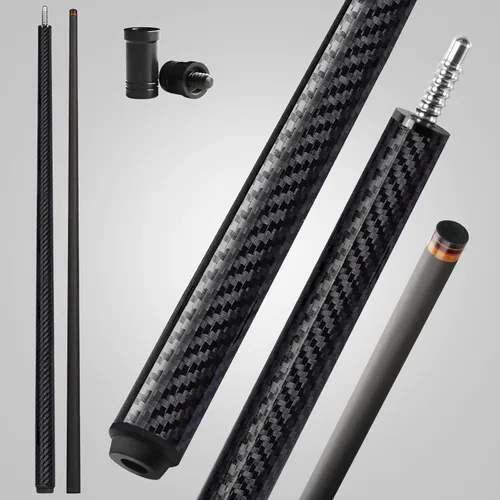 Vista 10 de Taco de piscina de fibra de carbono, eje de fibra de carbono premium, palos de billar Pro Taper con punta multicapa, agarre sin envoltura, junta