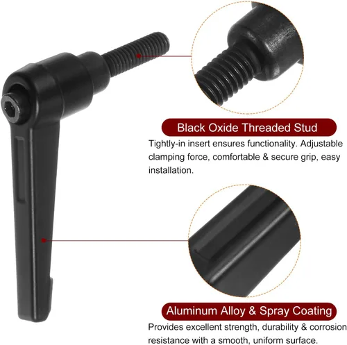 Vista 4 de HARFINGTON 8 manijas de palanca de sujeción ajustables M6 x 0.630 in de rosca macho, perillas de tornillo giratorio de bloqueo de trinquete
