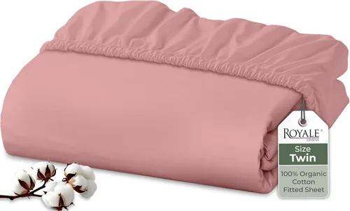 Vista 35 de Royale Linens Sábana bajera ajustable de algodón 100% orgánico - Tejido percal - Sábanas bajeras de bolsillo profundo súper suaves - Sábana elástica