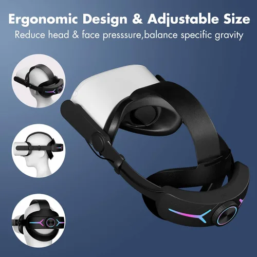 Vista 3 de Gina Head Strap with 8000mAh Battery Pack for MetaOculus Quest 2, Adjustable Elite Strap Replacement for Enhanced Support, Fast Charging