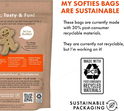 Vista 6 de Buddy Biscuits Softies - Bolsa de 8 onzas, suave y masticable, golosinas naturales con sabor a mantequilla de maní para perros, horneadas al horno