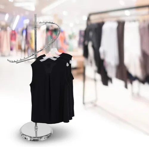 Vista 9 de SSWBasics Sleek Chrome Spiral Clothing Rack - 29 Ball Retail Clothing Display Stand - 63"H - Boutique Garment and Accessories Display - Stylish