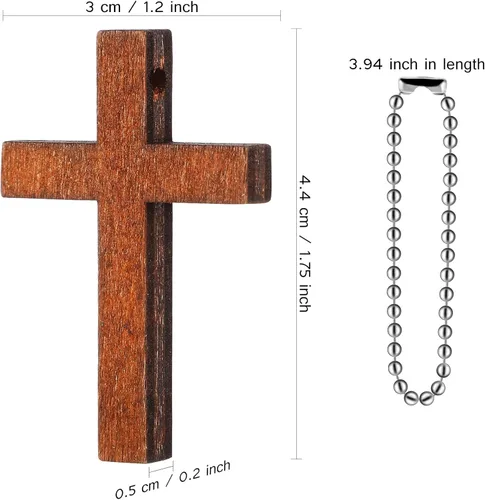 Vista 2 de Hicarer Dije de cruz de madera cristiana de Navidad, mini cruz de madera, alivio del estrés, colgante, espiritual, religioso, versículo bíblico
