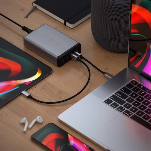 Vista 6 de Satechi Estación de carga de escritorio Pro USB C PD de 108 W, 2 puertos USBC PD y 2 puertos USB A, compatible con MacBook Pro 2025/2020/2019