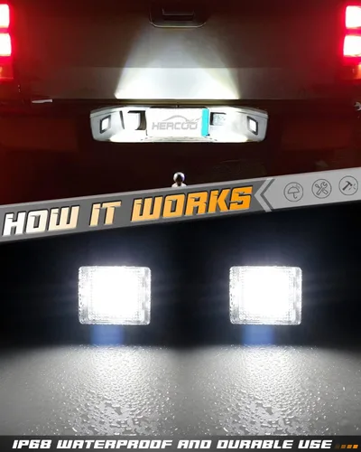 Vista 4 de HERCOO Conjunto de enchufe de luces LED para placa de matrícula, compatible con Ford F150 2015-2020, Raptor 2017-2020, lente transparente de 6000 K