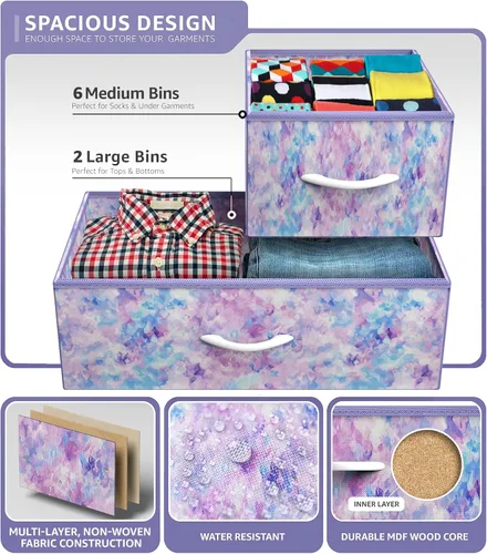 Vista 107 de Sorbus Cómoda con 8 cajones - Mueble para almacenar ropa para niño, para dormitorio, pasillo, clóset, oficina – Marco de acero, parte superior