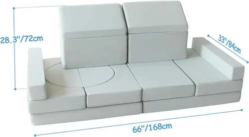 Vista 9 de Lifestan Sofá modular para niños, 14 piezas, sofás de juego para niños pequeños, sofá plegable de espuma para sala de juegos, sofá convertible