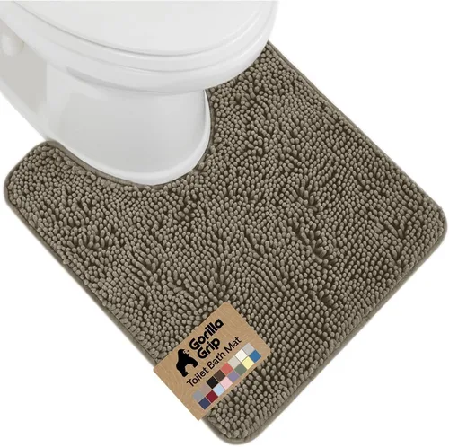 Vista 78 de Gorilla Grip - Tapete de baño afelpado, absorbente, peludo, de felpilla, para base de inodoro cuadrada, reverso de goma, suave, de microfibra, claro